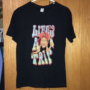 Life’s a trip medium tshirt tee top shirt black colorful print Y2k unisex men